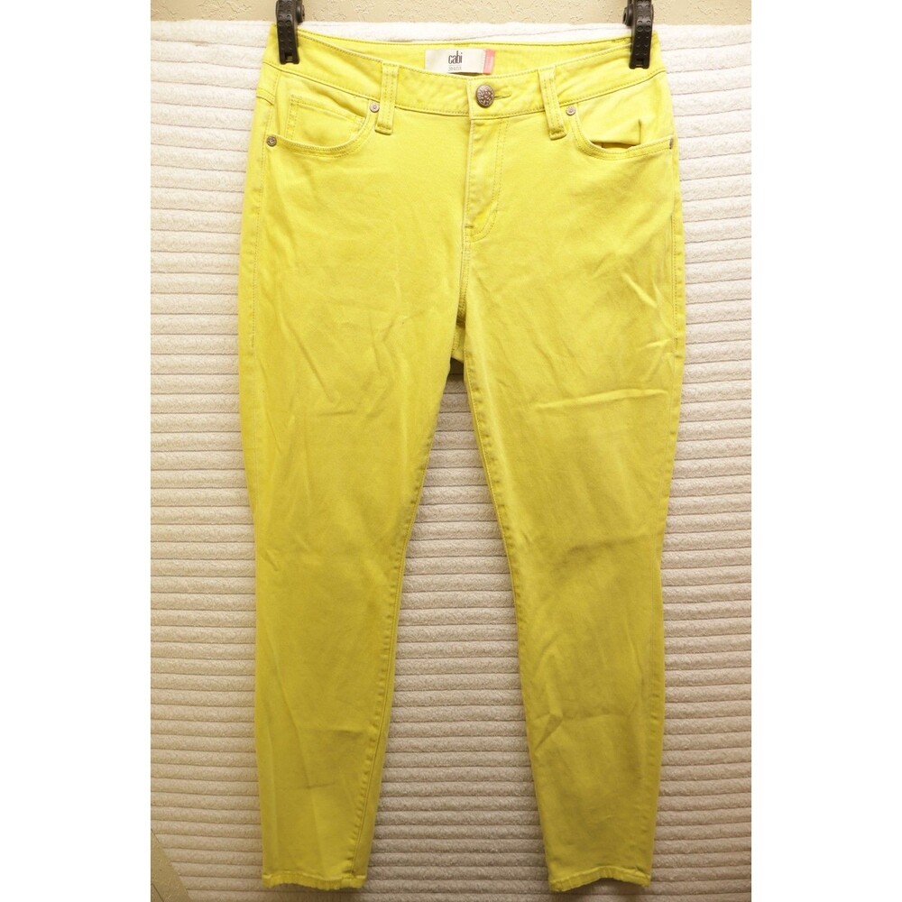 Cabi 5084 Curvy Skinny Jeans Size 8 Citron Yellow Stretch Mid Rise Denim Pants
